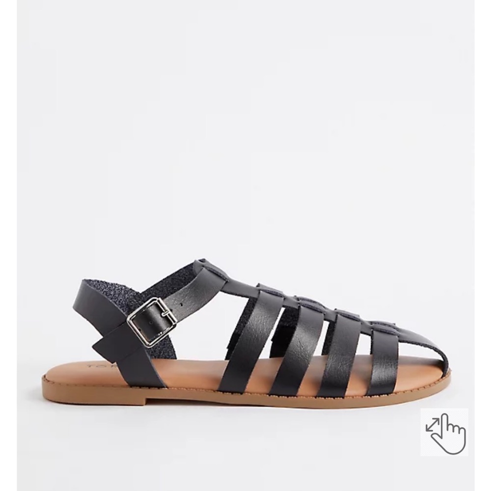 BRAND NEW TORRID BLACK FAUX LEATHER FISHERMAN SANDAL (WW)